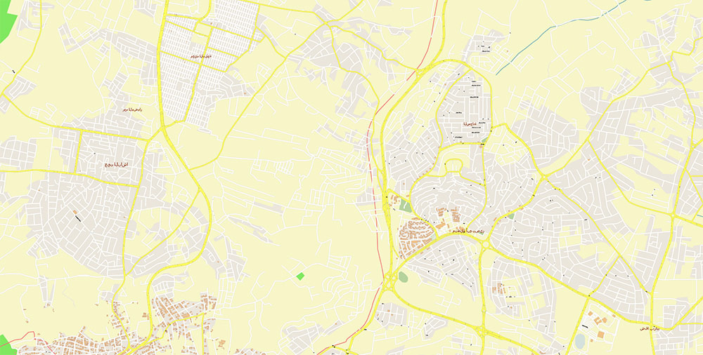 Amman Jordan Map Vector Exact High Detailed Street Map editable Adobe Illustrator in layers