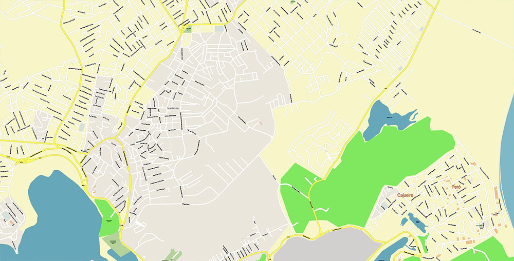 Buzios Brazil Map Vector Exact High Detailed Street Map editable Adobe Illustrator in layers