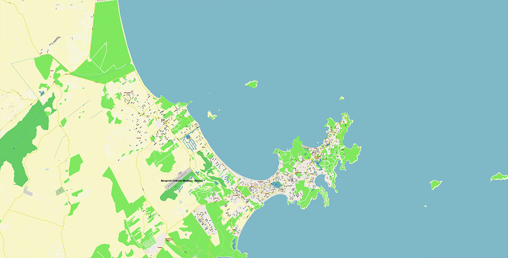 Buzios Brazil Map Vector Exact High Detailed Street Map editable Adobe Illustrator in layers