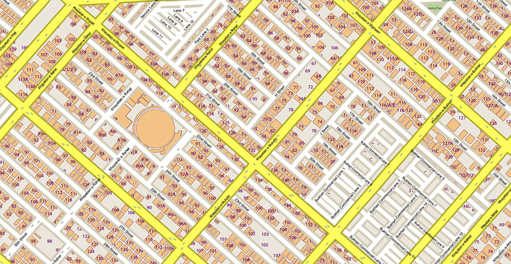 Karachi Pakistan House Numbers Map Vector Exact High Detailed Street Map editable Adobe Illustrator in layers