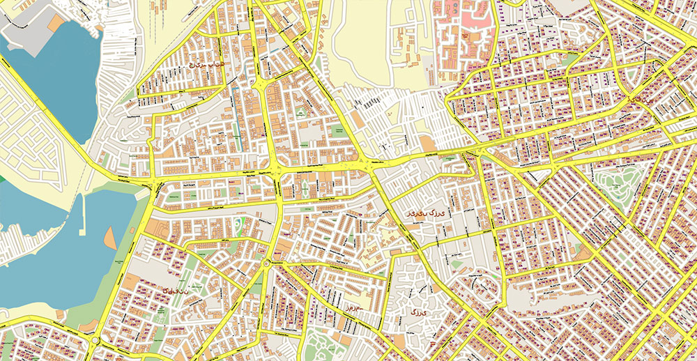 Karachi Pakistan House Numbers Map Vector Exact High Detailed Street Map editable Adobe Illustrator in layers