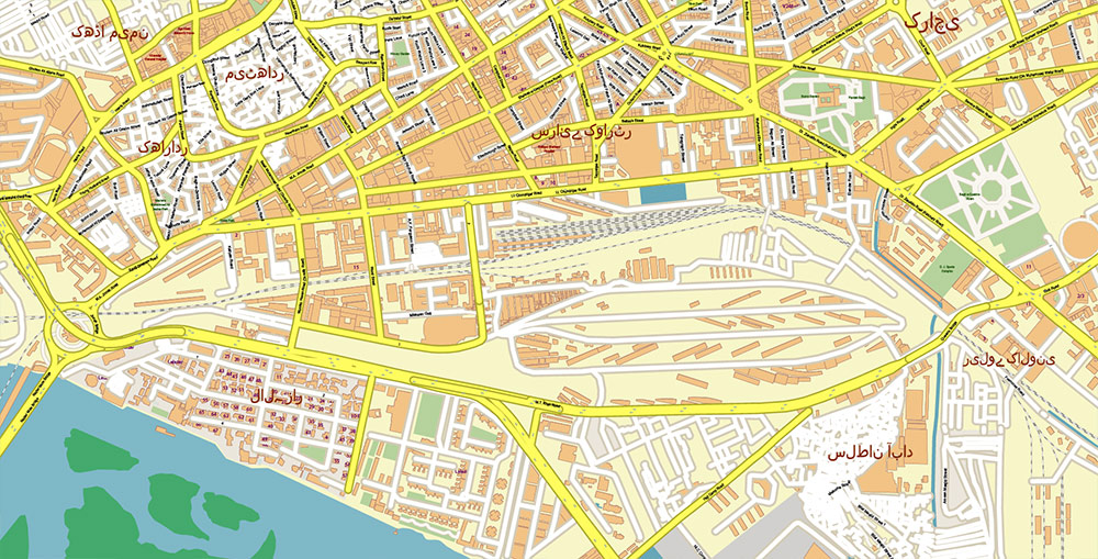 Karachi Pakistan House Numbers Map Vector Exact High Detailed Street Map editable Adobe Illustrator in layers