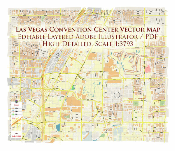 Las Vegas Convention Center CBD Map Vector Exact High Detailed Street Map editable Adobe Illustrator in layers Las Vegas Convention Center CBD Map Vector Exact High Detailed Street Map editable Adobe Illustrator in layers