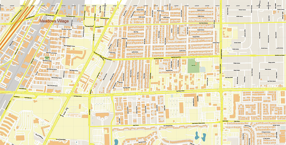 Las Vegas Convention Center CBD Map Vector Exact High Detailed Street Map editable Adobe Illustrator in layers