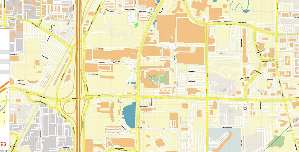 Las Vegas Convention Center CBD Map Vector Exact High Detailed Street Map editable Adobe Illustrator in layers