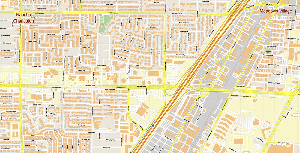 Las Vegas Convention Center CBD Map Vector Exact High Detailed Street Map editable Adobe Illustrator in layers