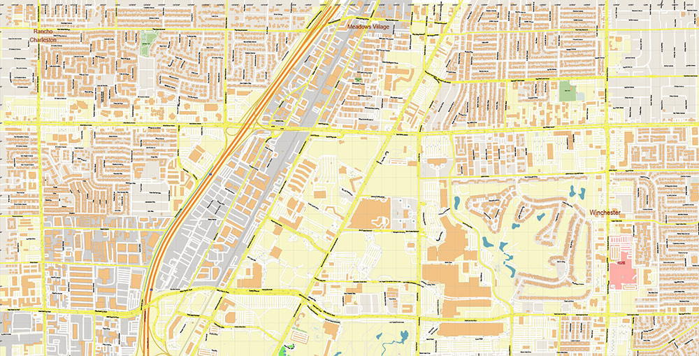 Las Vegas Convention Center CBD Map Vector Exact High Detailed Street Map editable Adobe Illustrator in layers