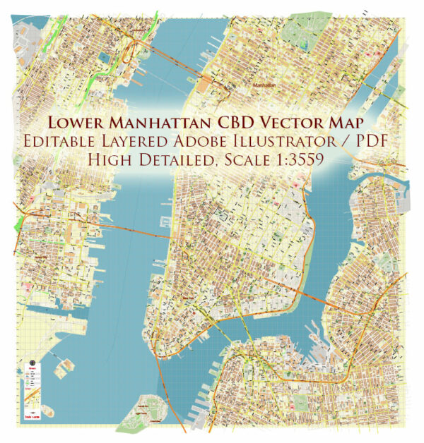 Lower Manhattan NY CBD Map Vector Exact High Detailed Street Map editable Adobe Illustrator in layers Lower Manhattan NY CBD Map Vector Exact High Detailed Street Map editable Adobe Illustrator in layers