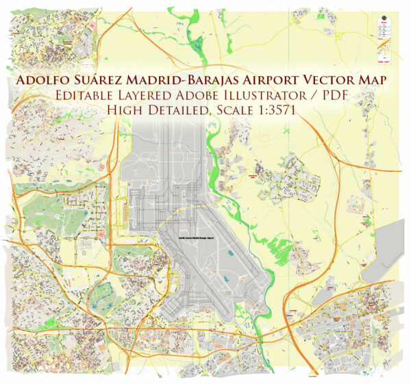 Madrid Barajas International Airport Map Vector Exact High Detailed Street Map editable Adobe Illustrator in layers Madrid Barajas International Airport Map Vector Exact High Detailed Street Map editable Adobe Illustrator in layers