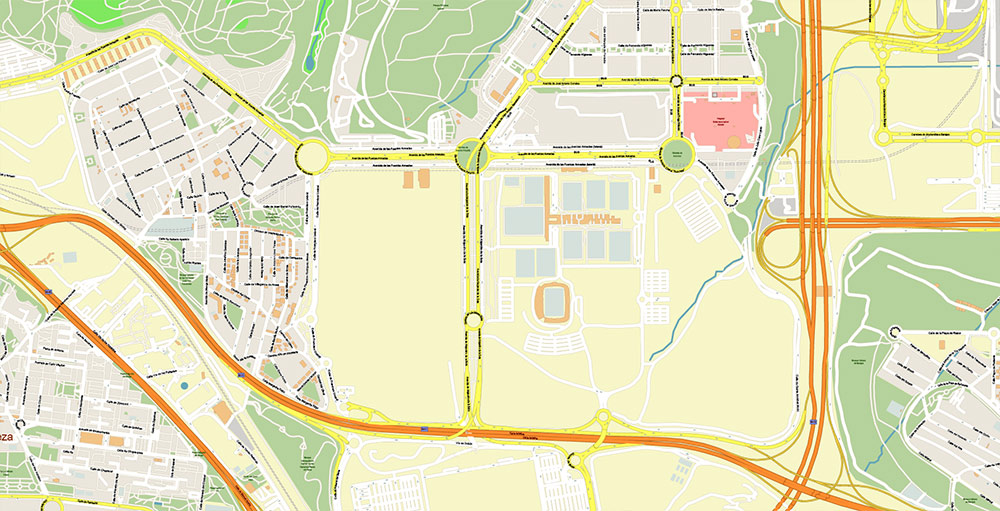 Madrid Barajas International Airport Map Vector Exact High Detailed Street Map editable Adobe Illustrator in layers