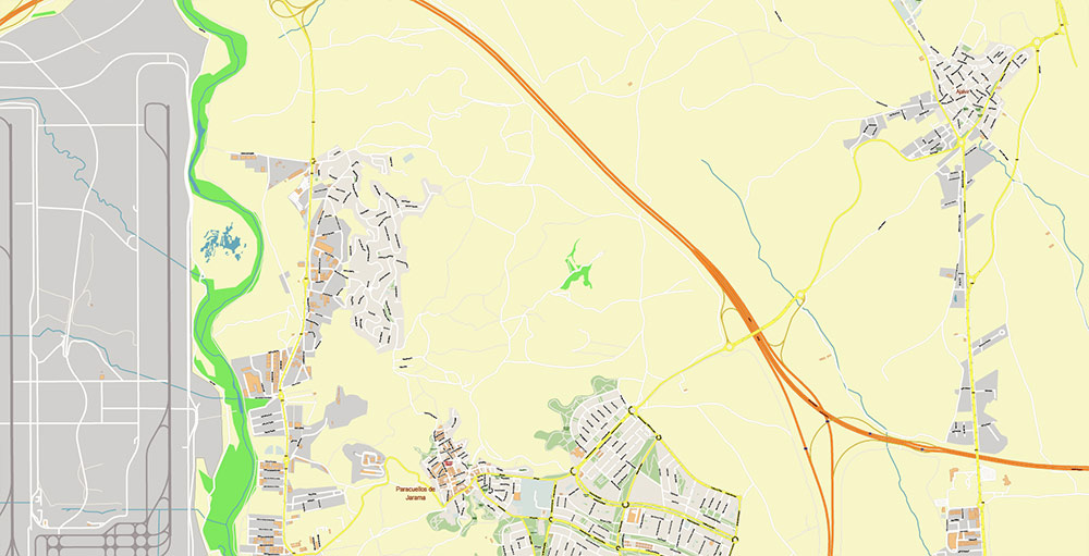 Madrid Barajas International Airport Map Vector Exact High Detailed Street Map editable Adobe Illustrator in layers
