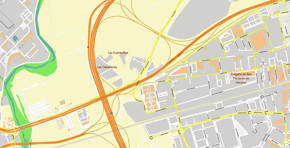 Madrid Barajas International Airport Map Vector Exact High Detailed Street Map editable Adobe Illustrator in layers