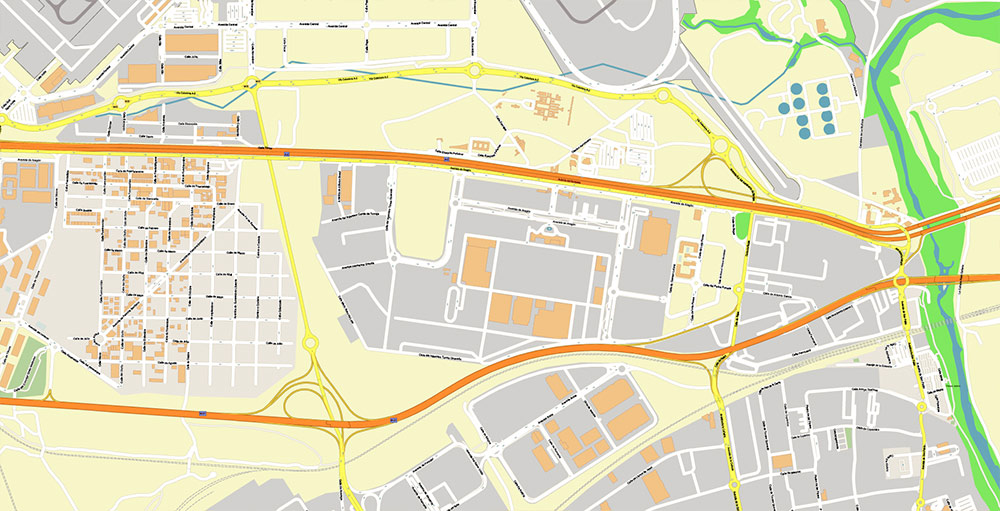 Madrid Barajas International Airport Map Vector Exact High Detailed Street Map editable Adobe Illustrator in layers