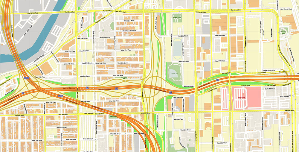 McCormick Place Chicago CBD Map Vector Exact High Detailed Street Map editable Adobe Illustrator in layers McCormick Place Chicago CBD Map Vector Exact High Detailed Street Map editable Adobe Illustrator in layers