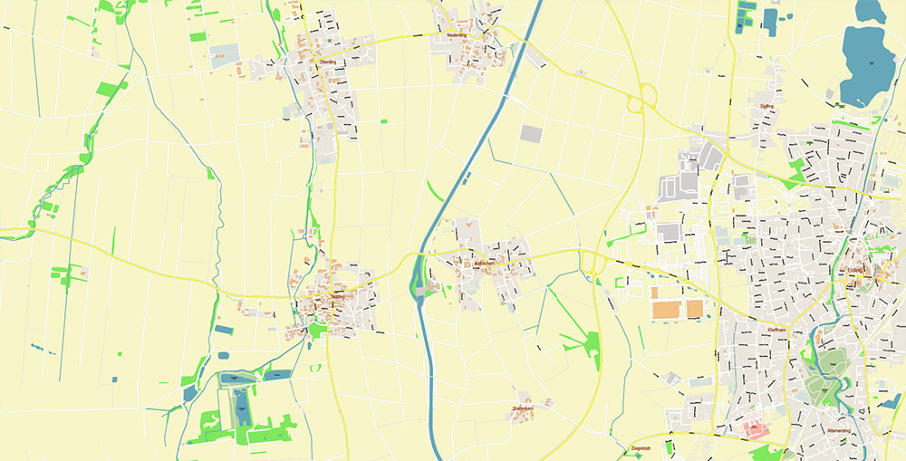 Munich International Airport Map Vector Exact High Detailed Street Map editable Adobe Illustrator in layers