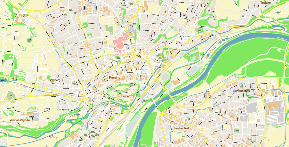 Munich International Airport Map Vector Exact High Detailed Street Map editable Adobe Illustrator in layers