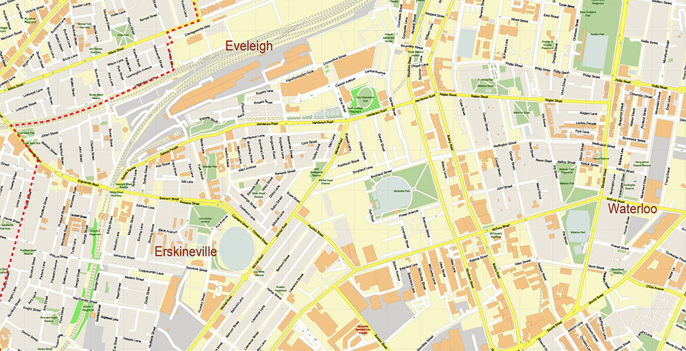 Newtown NSW Australia Map Vector Exact High Detailed Street Map editable Adobe Illustrator in layers