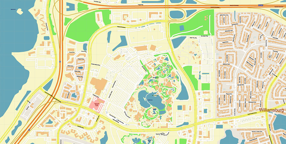 Orange County Convention Center Orlando CBD Map Vector Exact High Detailed Street Map editable Adobe Illustrator in layers Orange County Convention Center Orlando CBD Map Vector Exact High Detailed Street Map editable Adobe Illustrator in layers
