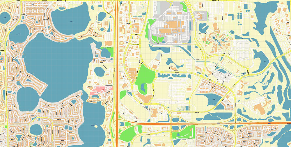 Orange County Convention Center Orlando CBD Map Vector Exact High Detailed Street Map editable Adobe Illustrator in layers Orange County Convention Center Orlando CBD Map Vector Exact High Detailed Street Map editable Adobe Illustrator in layers