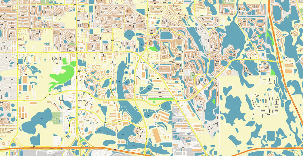 Orlando International Airport Map Vector Exact High Detailed Street Map editable Adobe Illustrator in layers