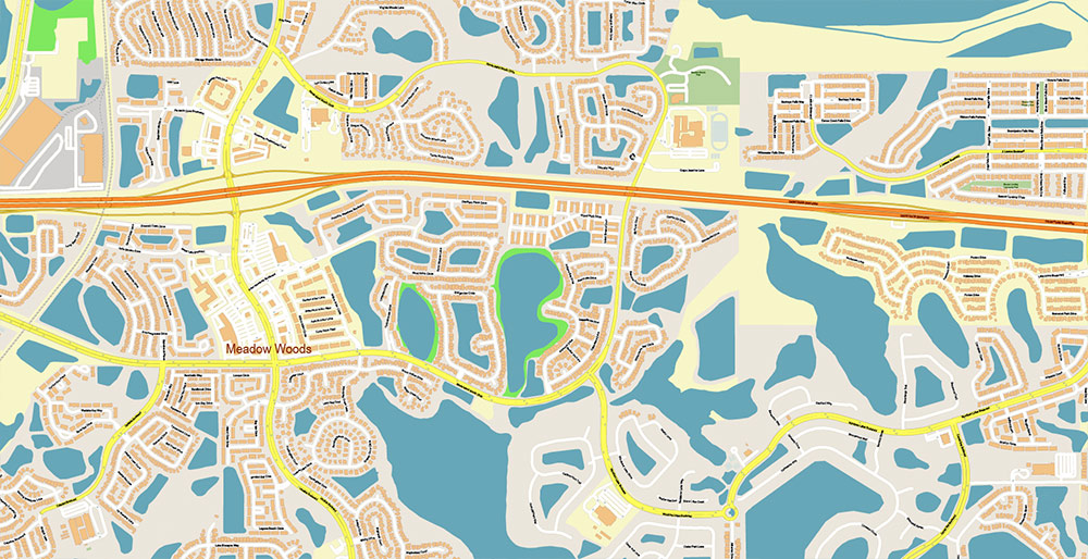 Orlando International Airport Map Vector Exact High Detailed Street Map editable Adobe Illustrator in layers