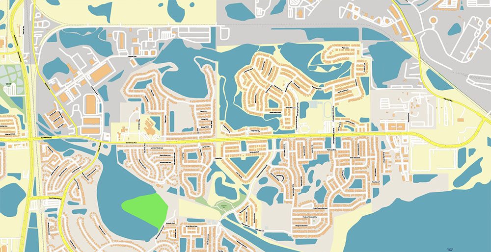 Orlando International Airport Map Vector Exact High Detailed Street Map editable Adobe Illustrator in layers