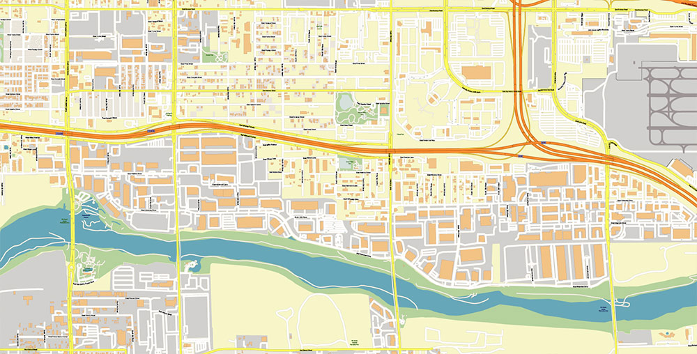 Phoenix Sky Harbor International Airport Map Vector Exact High Detailed Street Map editable Adobe Illustrator in layers