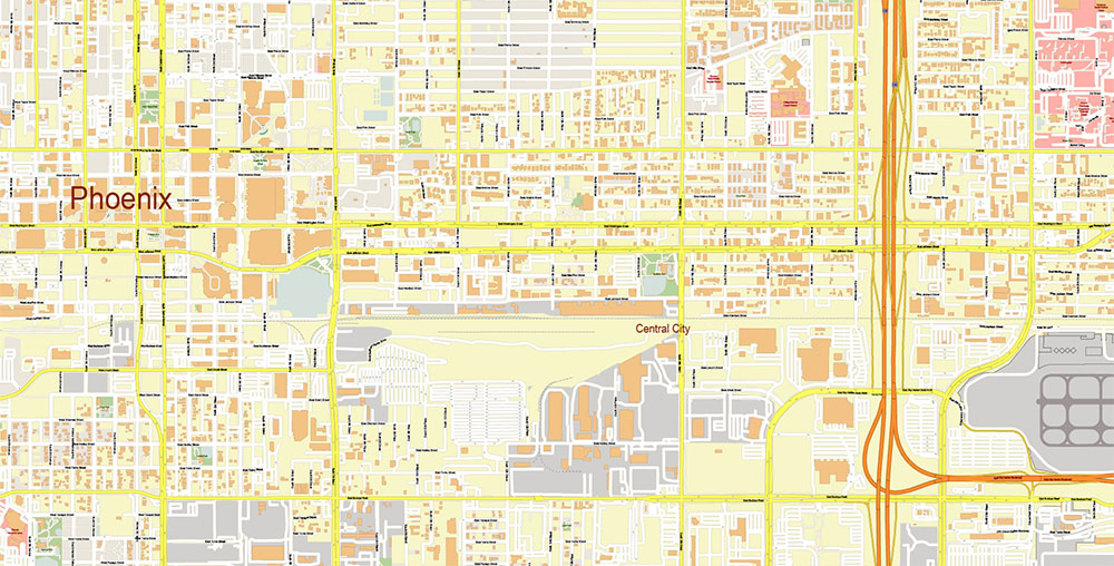 Phoenix Sky Harbor International Airport Map Vector Exact High Detailed Street Map editable Adobe Illustrator in layers