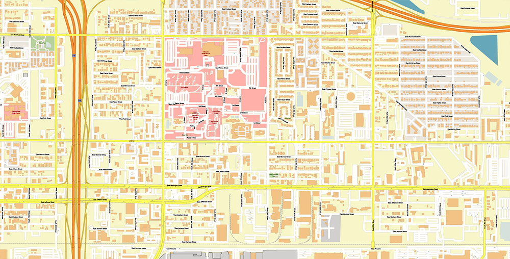 Phoenix Sky Harbor International Airport Map Vector Exact High Detailed Street Map editable Adobe Illustrator in layers