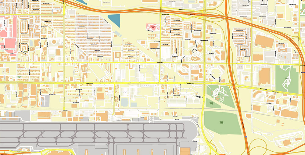Phoenix Sky Harbor International Airport Map Vector Exact High Detailed Street Map editable Adobe Illustrator in layers