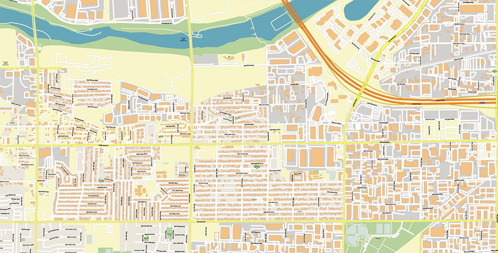 Phoenix Sky Harbor International Airport Map Vector Exact High Detailed Street Map editable Adobe Illustrator in layers