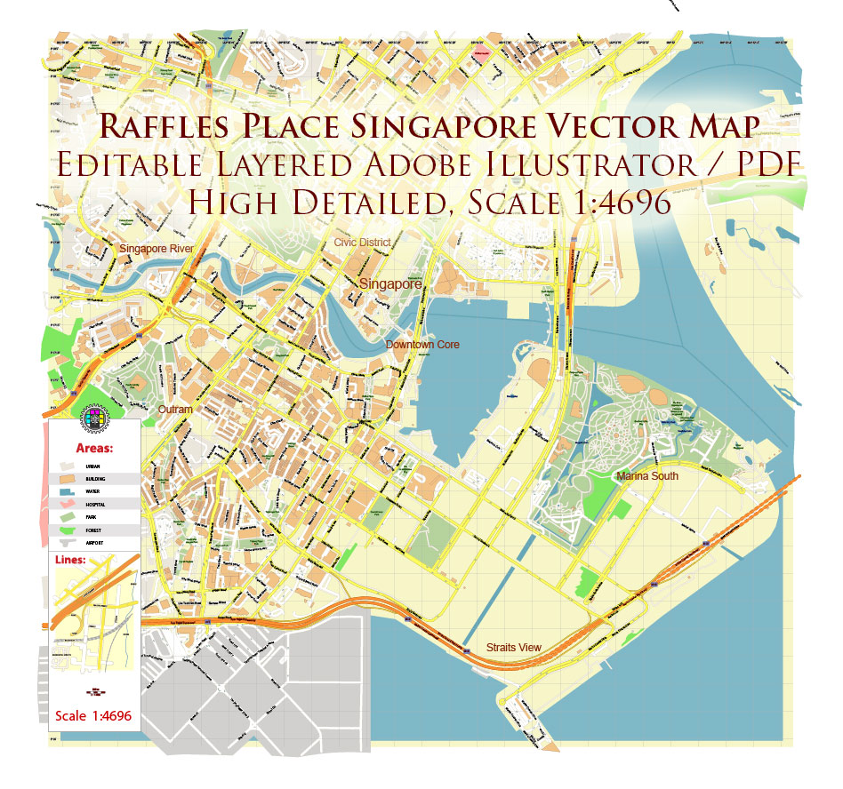 Raffles Place Singapore CBD Map Vector Exact High Detailed Street Map editable Adobe Illustrator in layers Raffles Place Singapore CBD Map Vector Exact High Detailed Street Map editable Adobe Illustrator in layers
