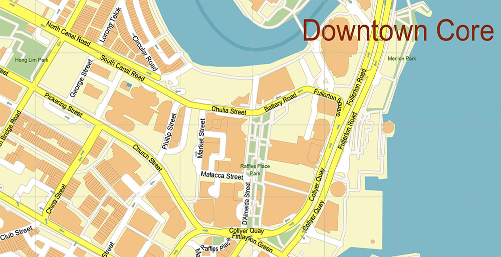 Raffles Place Singapore CBD Map Vector Exact High Detailed Street Map editable Adobe Illustrator in layers Raffles Place Singapore CBD Map Vector Exact High Detailed Street Map editable Adobe Illustrator in layers