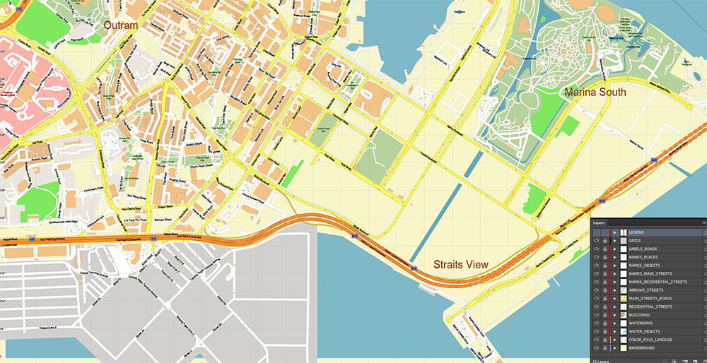 Raffles Place Singapore CBD Map Vector Exact High Detailed Street Map editable Adobe Illustrator in layers Raffles Place Singapore CBD Map Vector Exact High Detailed Street Map editable Adobe Illustrator in layers