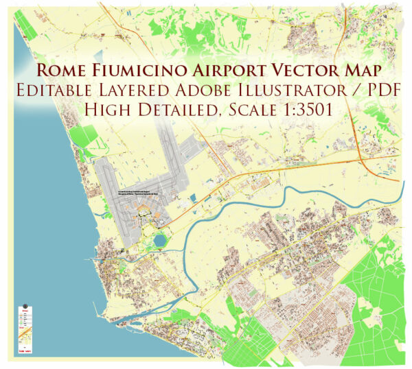 Rome Fiumicino Airport Map Vector Exact High Detailed Street Map editable Adobe Illustrator in layers Rome Fiumicino Airport Map Vector Exact High Detailed Street Map editable Adobe Illustrator in layers
