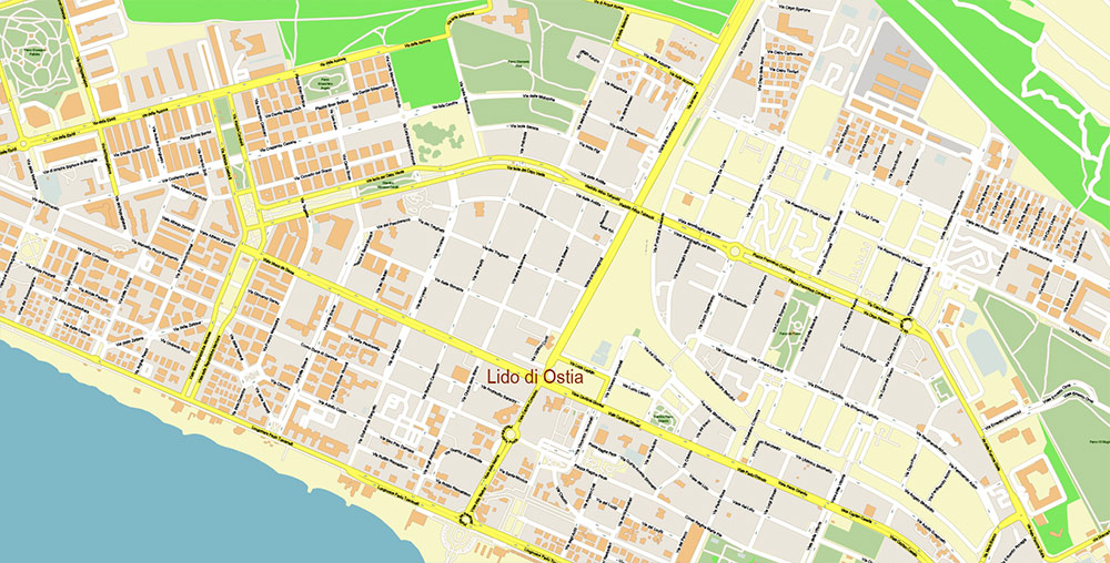 Rome Fiumicino Airport Map Vector Exact High Detailed Street Map editable Adobe Illustrator in layers
