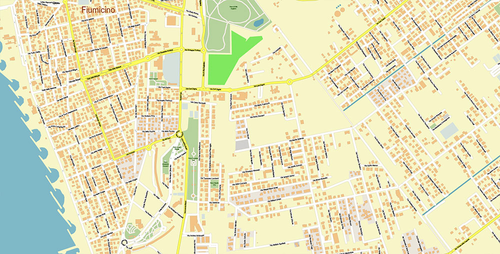 Rome Fiumicino Airport Map Vector Exact High Detailed Street Map editable Adobe Illustrator in layers