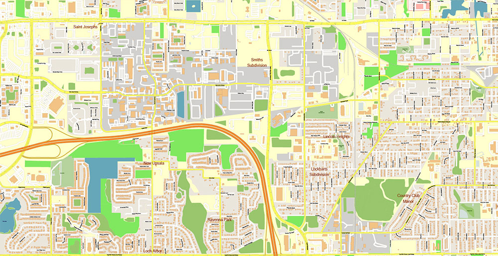 Sanford Florida USA Map Vector Exact High Detailed Street Map editable Adobe Illustrator in layers