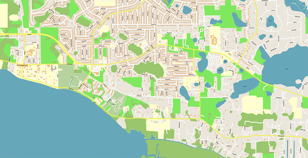 Sanford Florida USA Map Vector Exact High Detailed Street Map editable Adobe Illustrator in layers