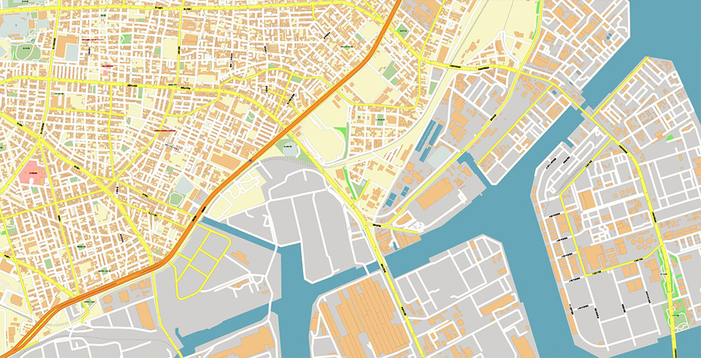 Tokyo Haneda International Airport Map Vector Exact High Detailed Street Map editable Adobe Illustrator in layers