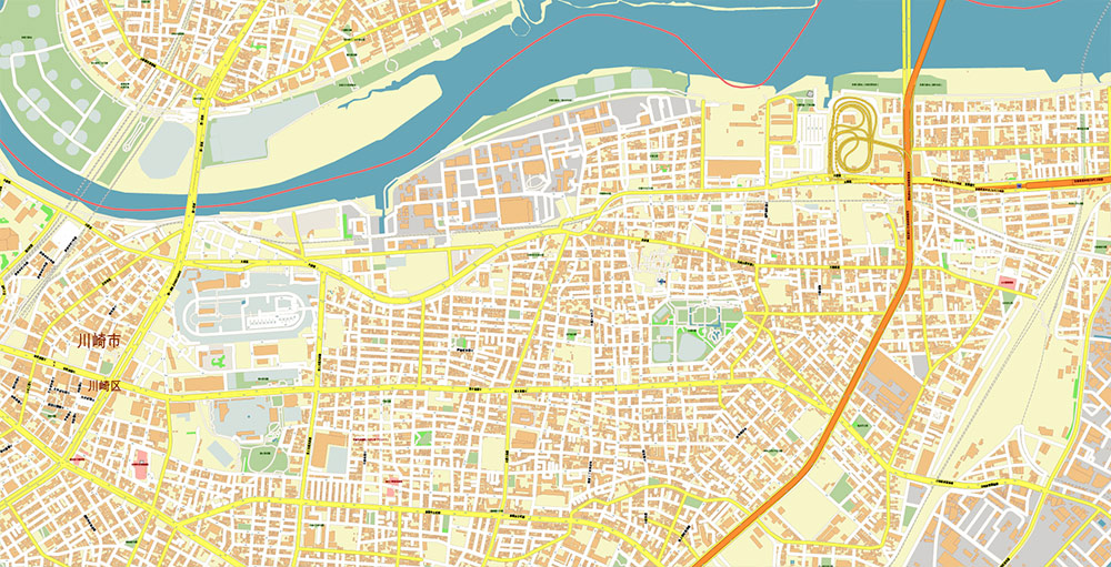 Tokyo Haneda International Airport Map Vector Exact High Detailed Street Map editable Adobe Illustrator in layers