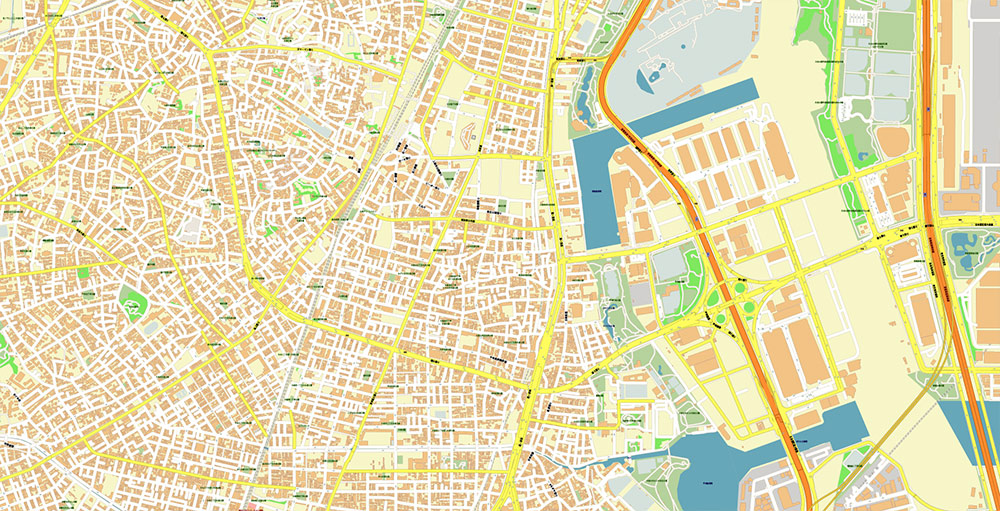 Tokyo Haneda International Airport Map Vector Exact High Detailed Street Map editable Adobe Illustrator in layers
