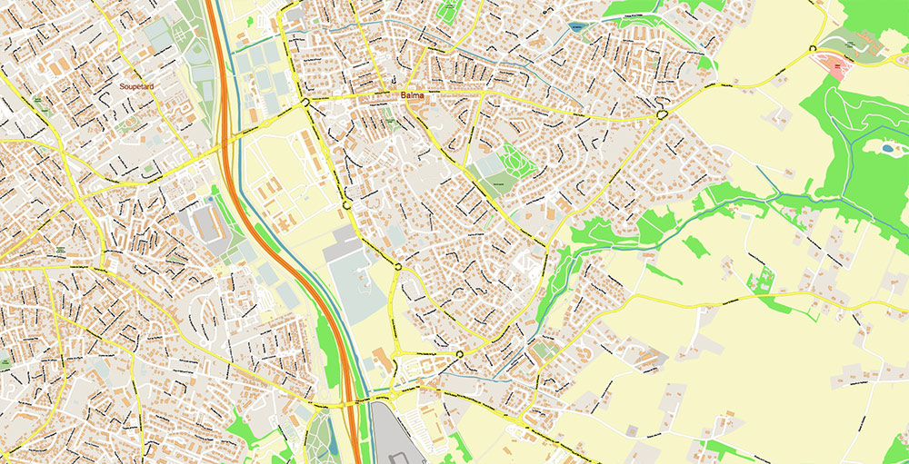Toulouse France Map Vector Exact High Detailed Street Map editable Adobe Illustrator in layers