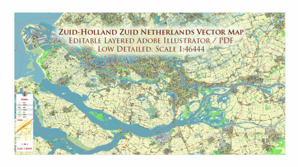 Zuid-Holland Zuid Netherlands Map Vector Exact Low Detailed Street Map editable Adobe Illustrator in layers Zuid-Holland Zuid Netherlands Map Vector Exact Low Detailed Street Map editable Adobe Illustrator in layers