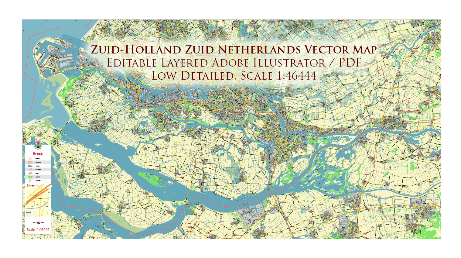Zuid-Holland Zuid Netherlands PDF Map Vector Exact Low Detailed Street Map editable Adobe PDF in layers Zuid-Holland Zuid Netherlands Map Vector Exact Low Detailed Street Map editable Adobe Illustrator in layers