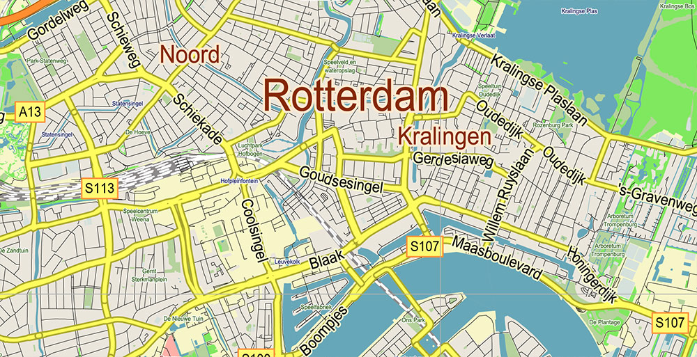 Zuid-Holland Zuid Netherlands Map Vector Exact Low Detailed Street Map editable Adobe Illustrator in layers