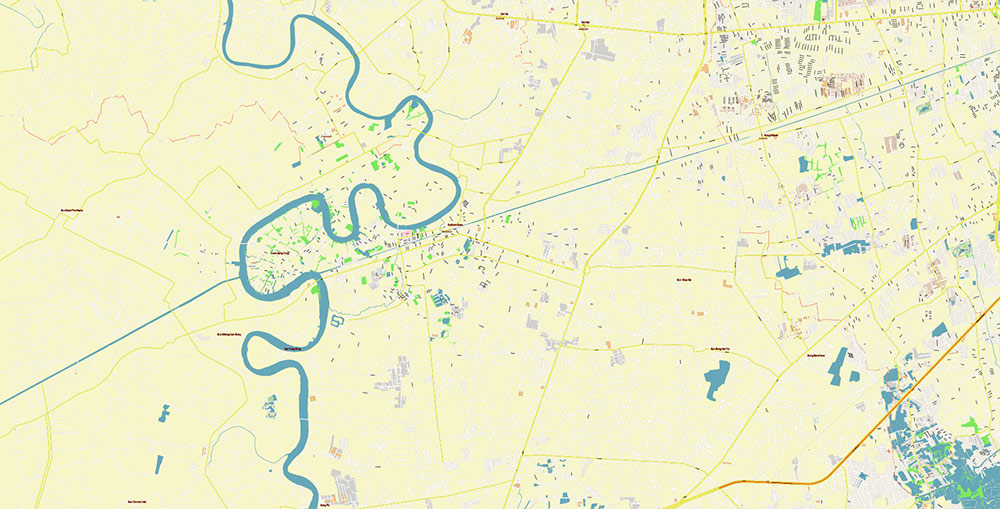 Bangkok Thailand Vector Map Exact High Detailed Street Map editable Adobe Illustrator in layers