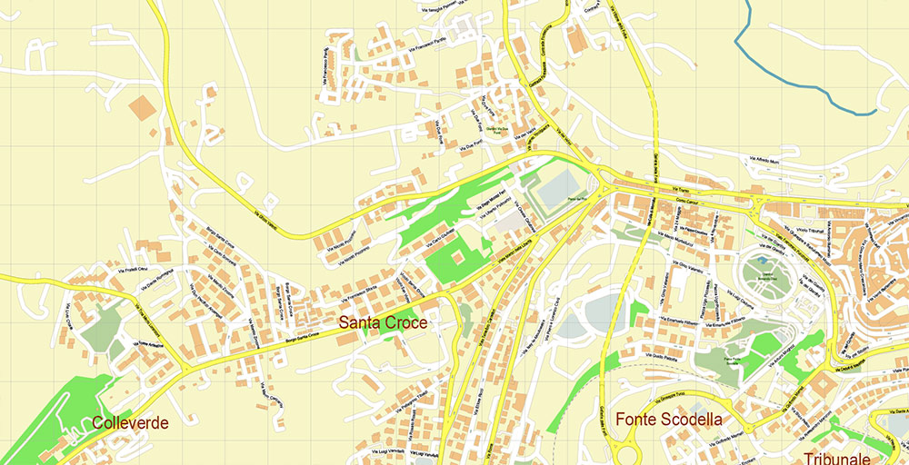 Macerata Italy Map Vector Exact High Detailed Street Map editable Adobe Illustrator in layers