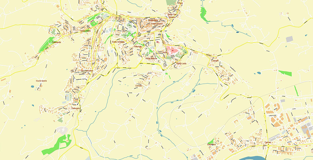 Macerata Italy Map Vector Exact High Detailed Street Map editable Adobe Illustrator in layers
