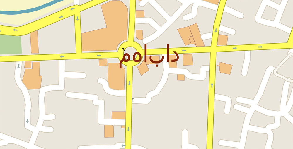 Mahabad Iran Vector Map Exact High Detailed Street Map editable Adobe Illustrator in layers